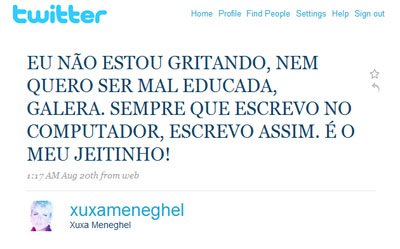 Post da Xuxa no Twitter